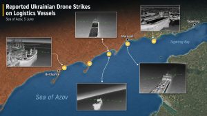 Ukraine Says Drone Forces Struck Five Russian Logistics Vessels in the Sea of Azov