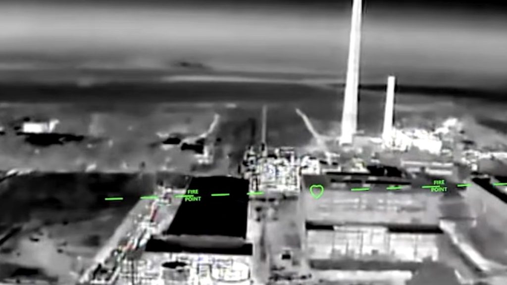 Thermal-style aerial image of the Crimea Titan industrial facility in Armyansk after a reported Ukrainian strike